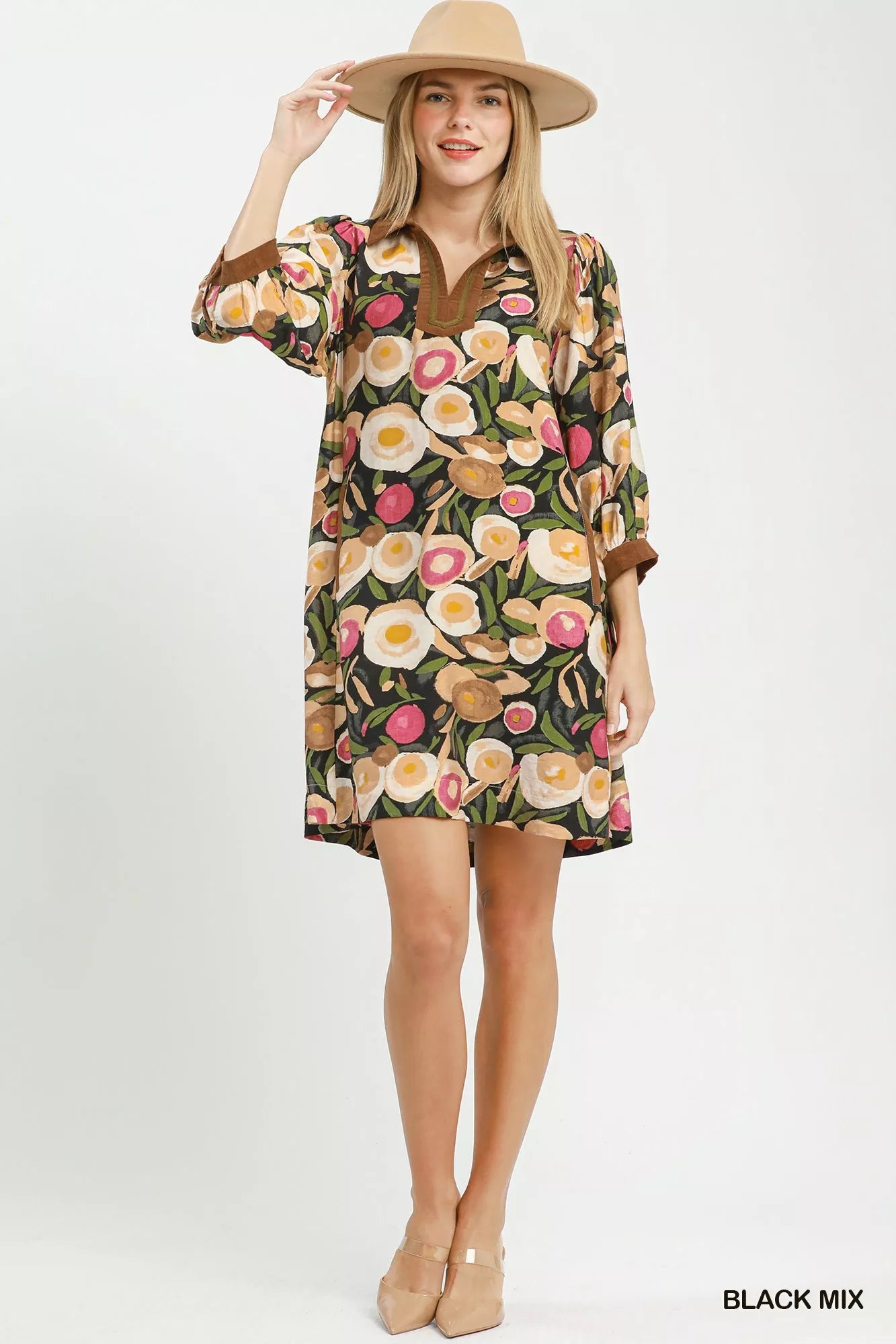 UMGEE Mix Floral Contrast Trim Shift Mini Dress **DOORBUSTER** on Simply Obsessed