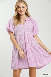 UMGEE Jacquard Puff Sleeve Mini Dress on Simply Obsessed