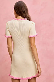 SO ME Contrast Ruffled Sweater Knit Mini Dress on Simply Obsessed