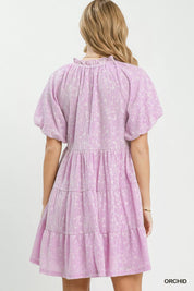 UMGEE Jacquard Puff Sleeve Mini Dress on Simply Obsessed
