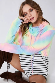 BiBi Tie Dye French Terry Cowl Neck Top on Simply Obsessed