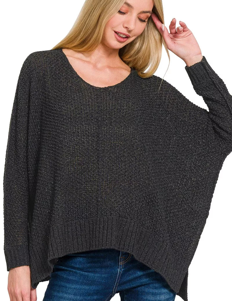 Zenana Dolman Sleeve V-Neck Sweater on Simply Obsessed