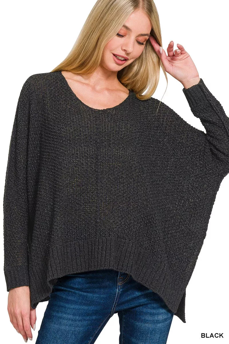 Zenana Dolman Sleeve V-Neck Sweater on Simply Obsessed
