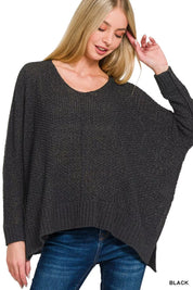 Zenana Dolman Sleeve V-Neck Sweater on Simply Obsessed