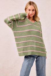 BIBI Striped Long Sleeve Sweater on Simply Obsessed