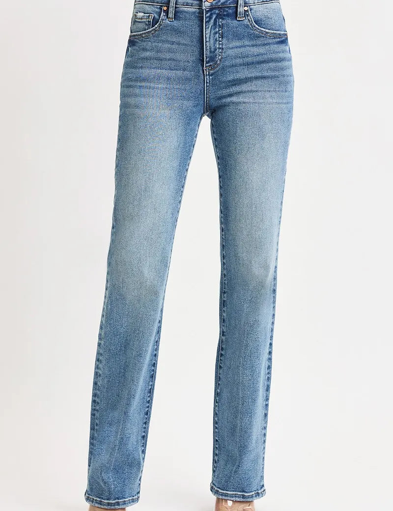 RISEN Full Size Tummy Control High Rise Straight Jeans Plus Size on Simply Obsessed