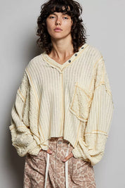 POL V-Neck Long Sleeve Top with Stitch Detail on Simply Obsessed