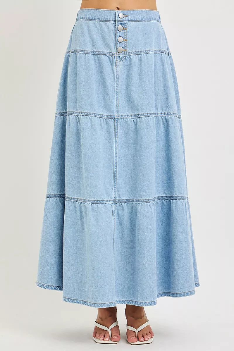 RISEN High Rise Ruffle Long Skirts on Simply Obsessed
