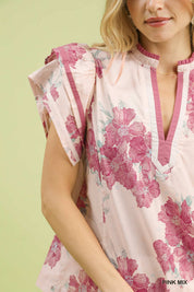 UMGEE Mix Floral Ruffle Sleeve Blouse **DEBUT SALE** on Simply Obsessed