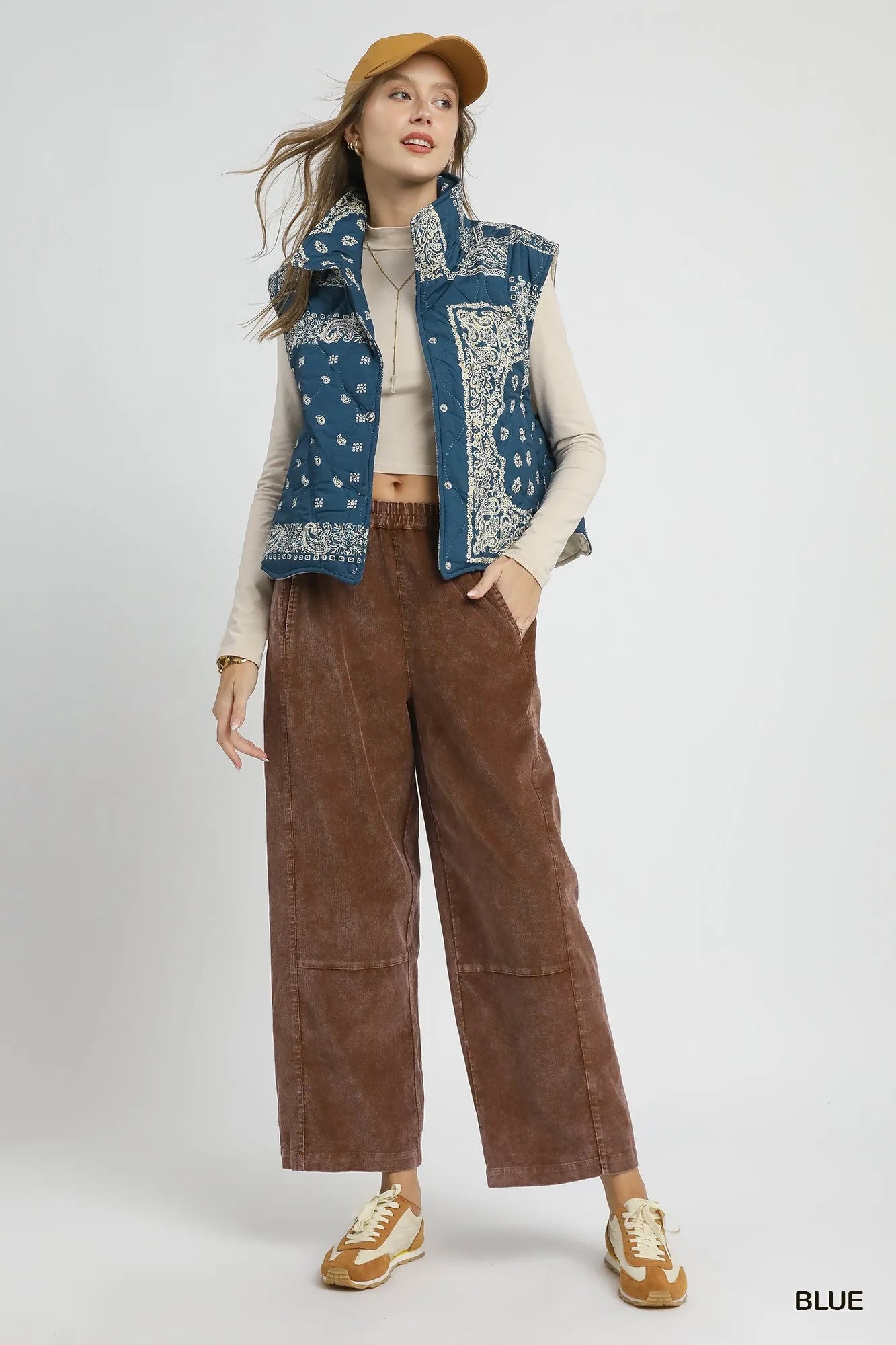 Umgee Bandana Print Quilted Puffer Vest on Simply Obsessed