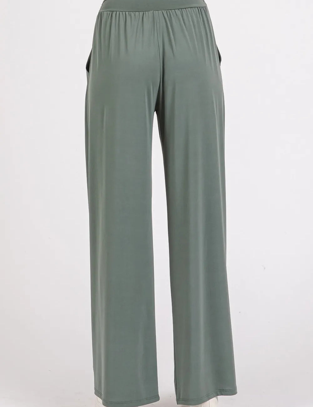 MITTOSHOP Stretch Banded Waist Wide Leg Pants with Pockets on Simply Obsessed