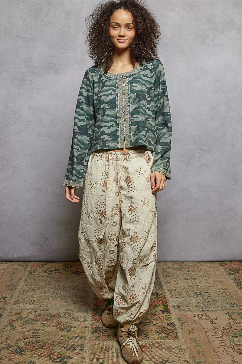 POL Camouflage Print Long Sleeve Top on Simply Obsessed