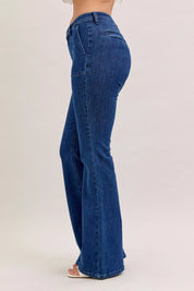 Judy Blue High Waist Flare Jeans with Front Patch Pockets on Simply Obsessed