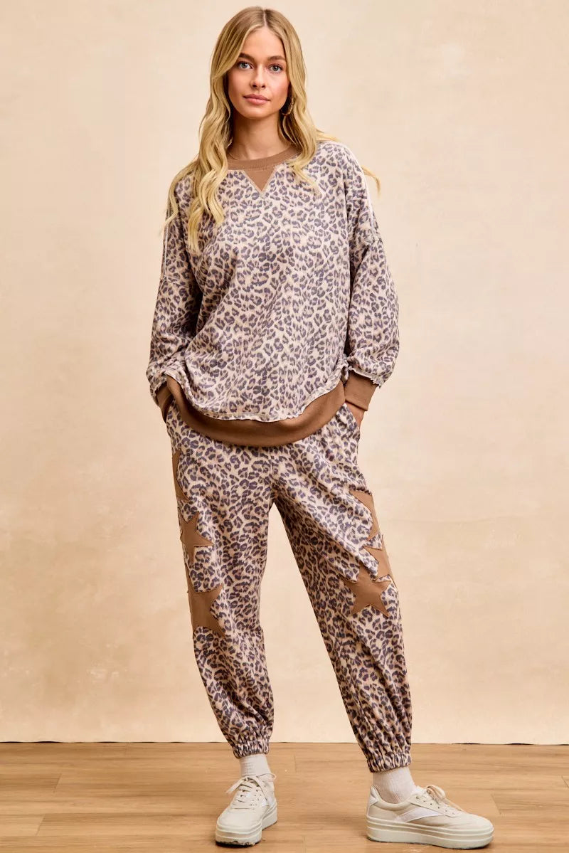 BiBi Leopard Printed French Terry Sweatshirt on Simply Obsessed