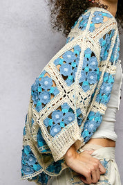POL Open Front Floral Crochet Cardigan on Simply Obsessed