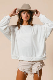 BIBI Loop Terry Pull Over With Cut Edge Band on Simply Obsessed