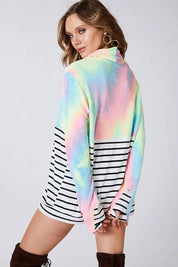 BiBi Tie Dye French Terry Cowl Neck Top on Simply Obsessed
