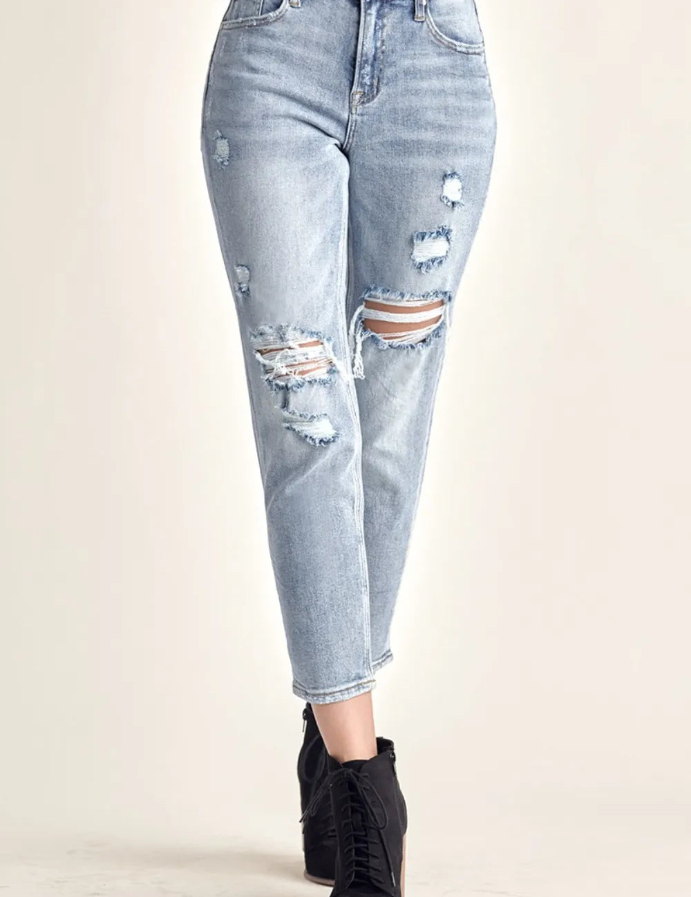 RISEN Distressed Slim Cropped Jeans on Simply Obsessed