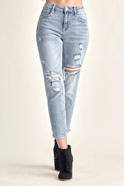 RISEN Distressed Slim Cropped Jeans on Simply Obsessed