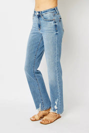 Judy Blue Full Size High Waist Straight Jeans with Heavy Destroy Plus Size on Simply Obsessed