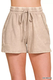 ZENANA French Terry Acid Washed Relaxed Top & Short Set on Simply Obsessed
