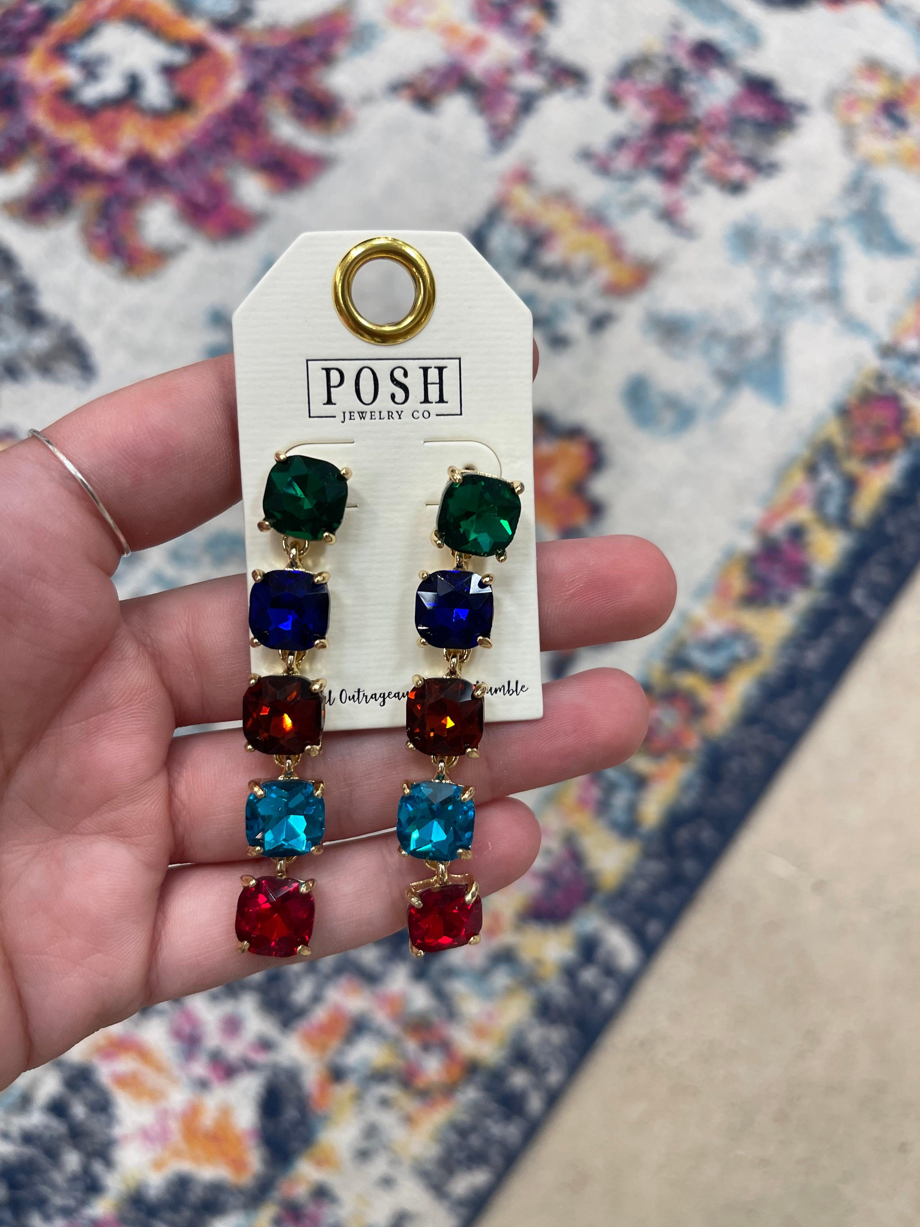 Dark Multi Stone Earrings on Simply Obsessed