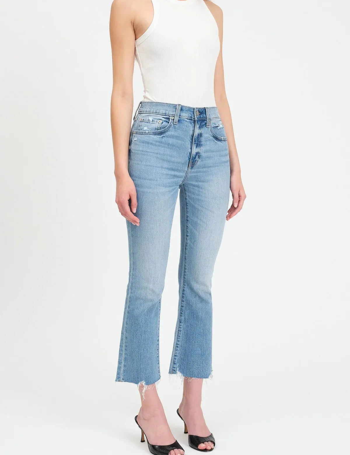 DAZE Shy Girl High Rise Crop Flare Jeans - MARINA VINTAGE on Simply Obsessed