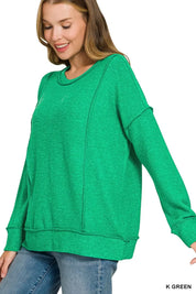 ZENANA Brushed Hacci Drop Shoulder Sweater on Simply Obsessed