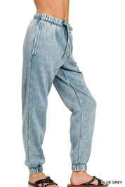 Zenana Acid Wash Fleece Sweatpants with Pockets on Simply Obsessed