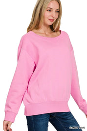 Zenana Fleece Boat Neck Sweatshirt on Simply Obsessed