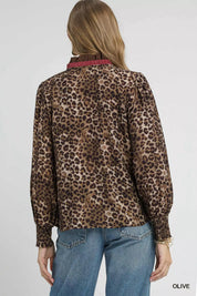 UMGEE Ruffle Trim Leopard Print Shirt on Simply Obsessed