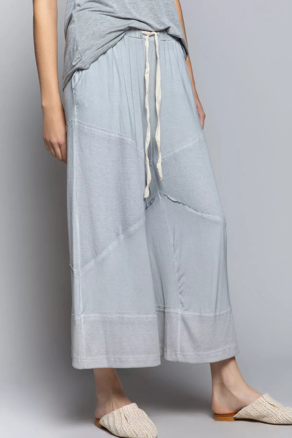 POL Elastic Waistband Wide Leg Pants with Drawstring on Simply Obsessed