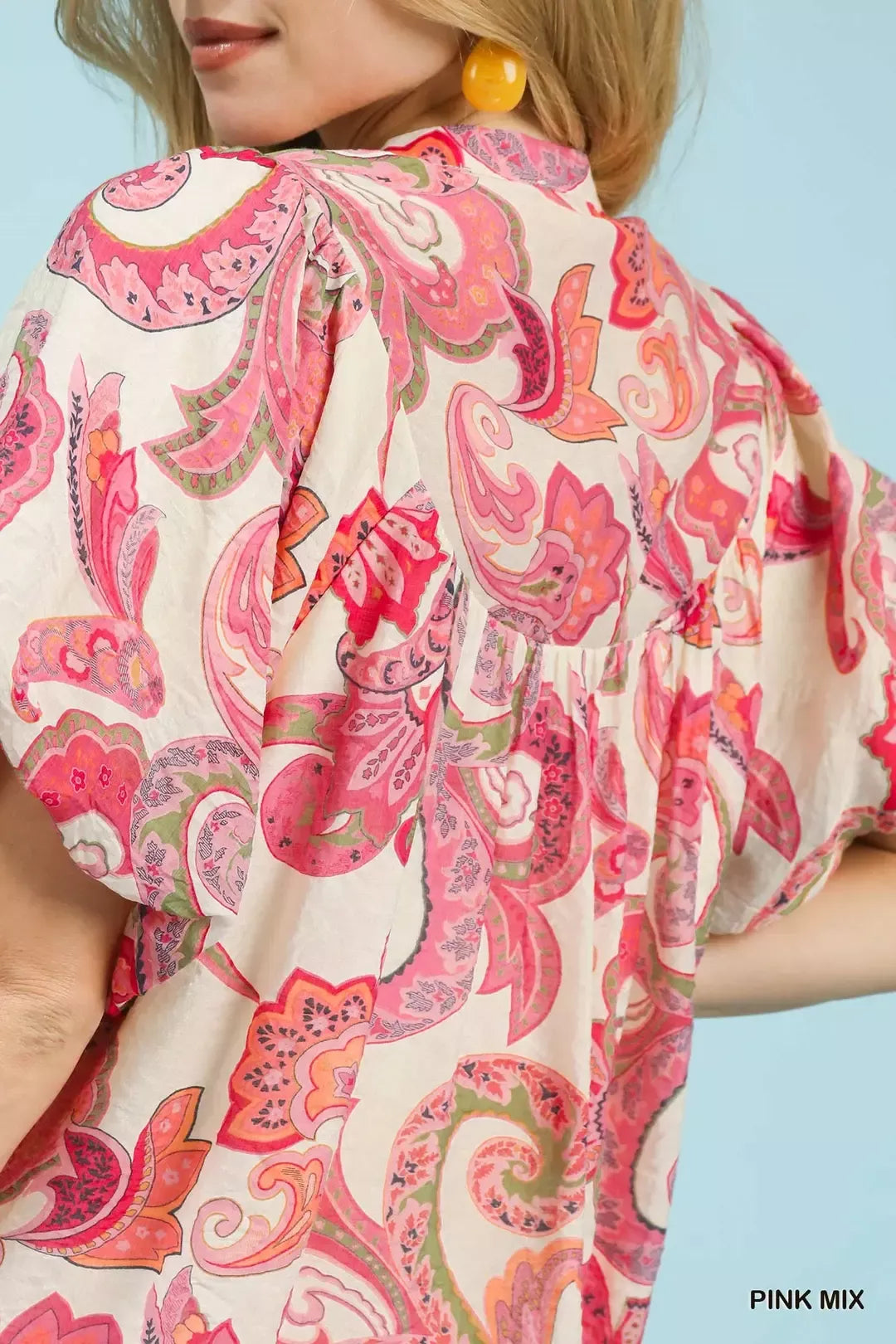UMGEE Mix Paisley Print Peasant Top with Tie Neck **DEBUT SALE** on Simply Obsessed
