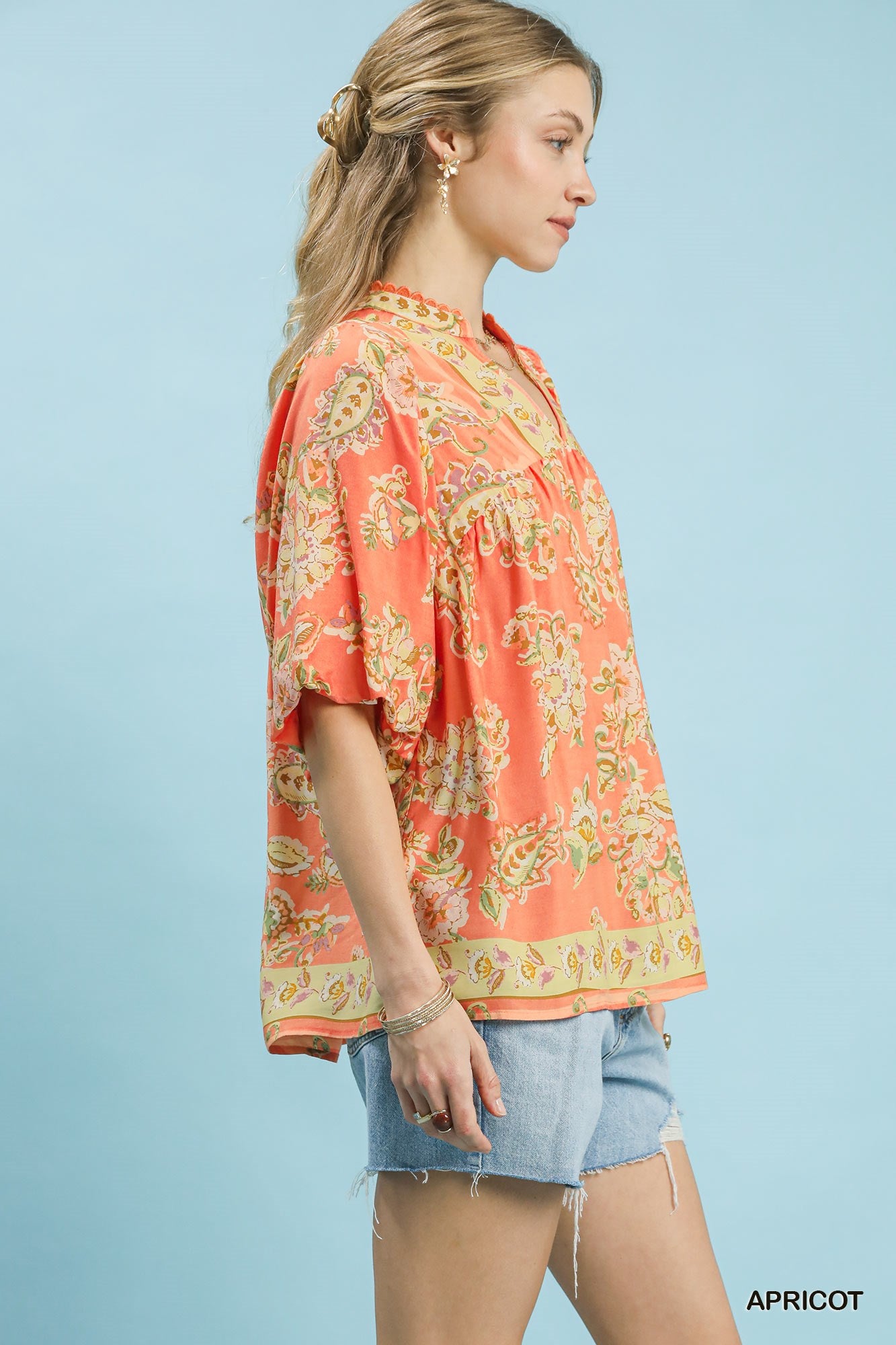 UMGEE Apricot Floral Boho Blouse **DEBUT SALE** on Simply Obsessed