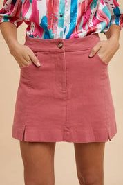 Annie Wear Comfort Stretch Cotton Slit Detailed Mini Skirt on Simply Obsessed
