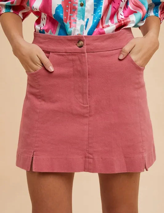 Annie Wear Comfort Stretch Cotton Slit Detailed Mini Skirt on Simply Obsessed