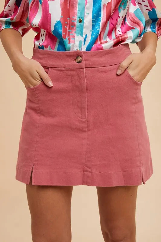 Annie Wear Comfort Stretch Cotton Slit Detailed Mini Skirt on Simply Obsessed
