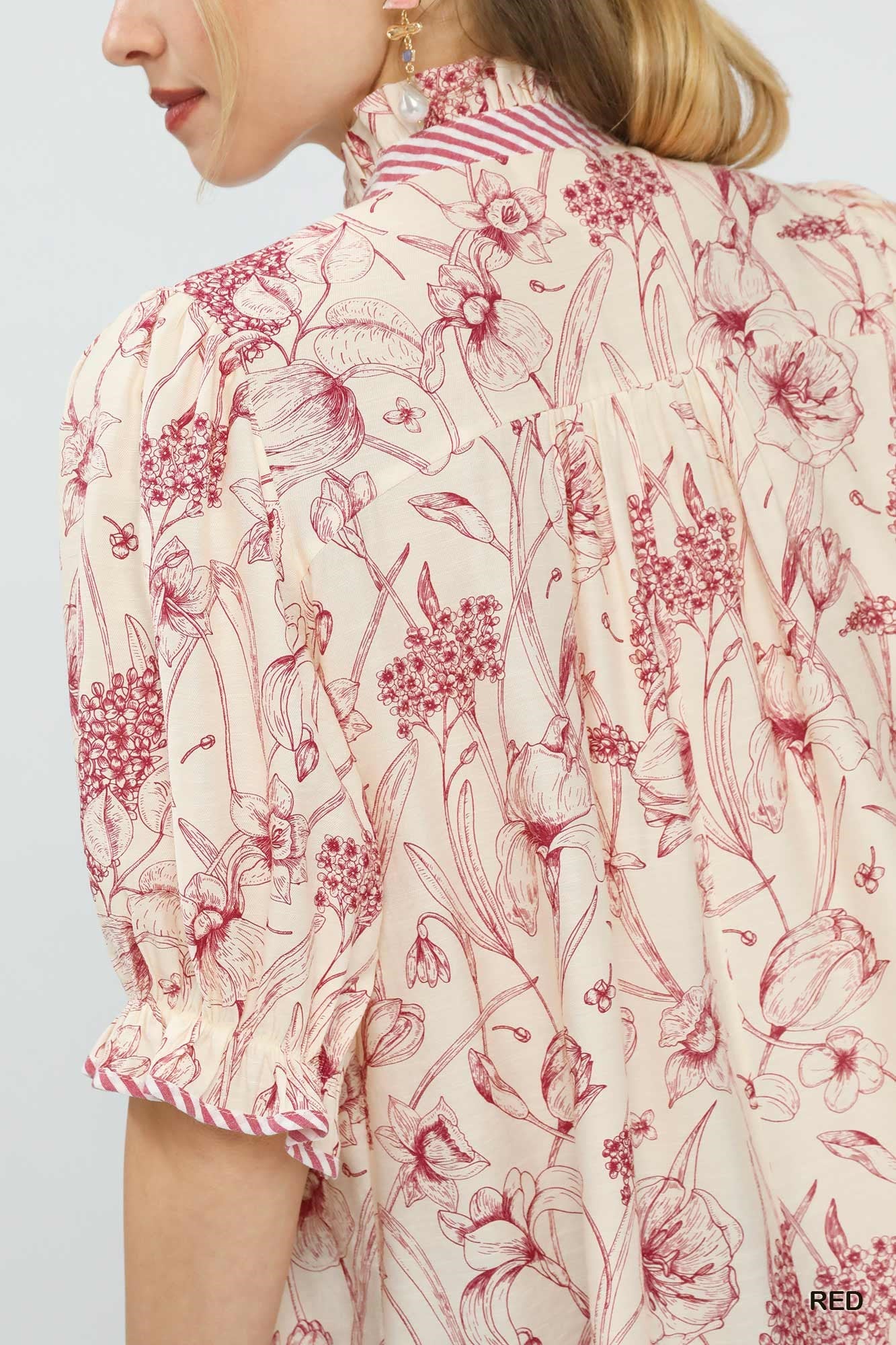 UMGEE Mixed Print Button Front Top **DEBUT SALE** on Simply Obsessed