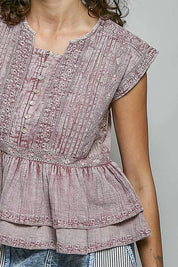 POL Eyelet Embroidery Pintuck Sleeveless Cotton Blouse on Simply Obsessed