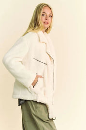 DAVI & DANI Faux Fur Zip Up Jacket on Simply Obsessed