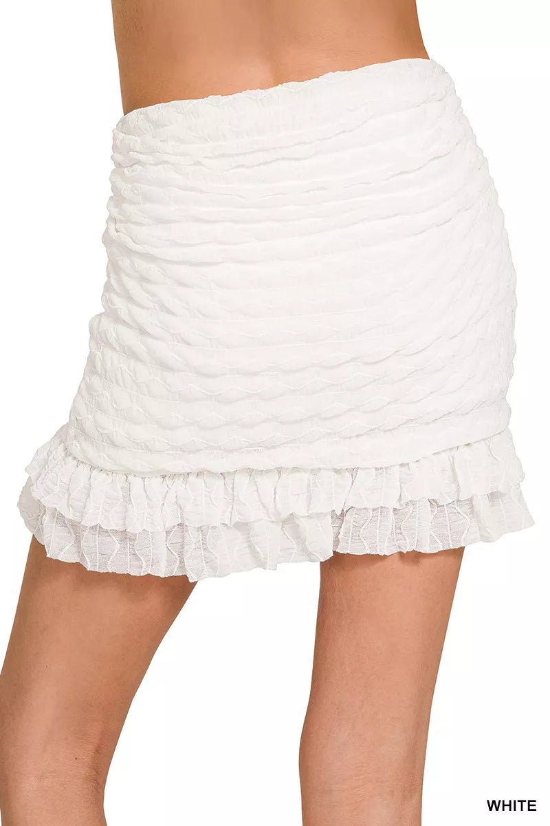 ZENANA Ruched Mini Skirt with Built in Shorts on Simply Obsessed