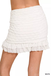 ZENANA Ruched Mini Skirt with Built in Shorts on Simply Obsessed