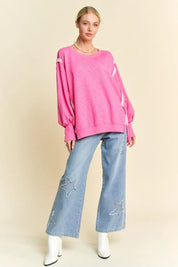 DAVI & DANI Side Slit High-Low Lantern Sleeve Knit Top **FALL DEBUT SALE** on Simply Obsessed