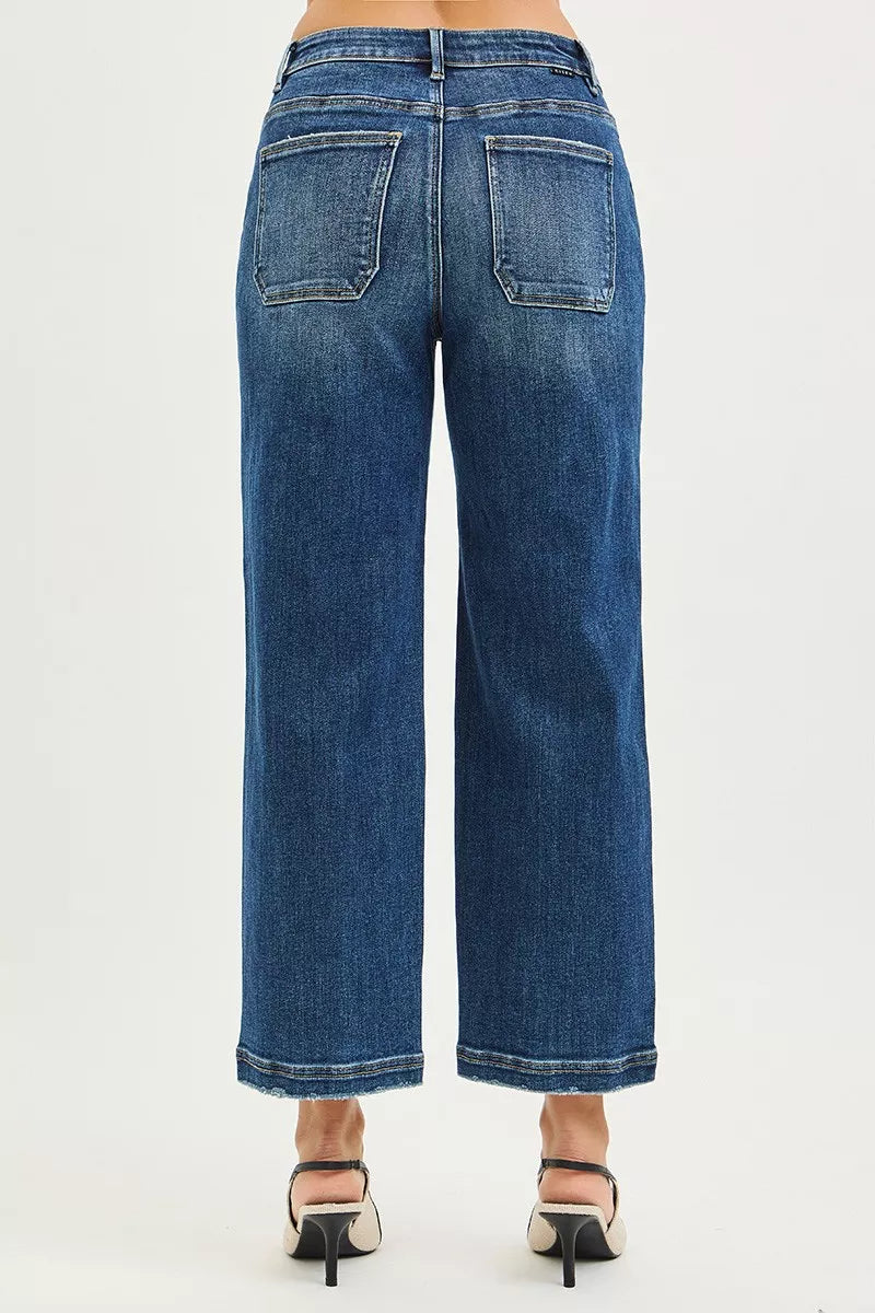RISEN Slouchy Cropped Baggy Jeans with Front Patch Pocket on Simply Obsessed