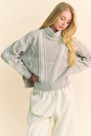 DAVI & DANI Cable-Knit Turtleneck Dropped Shoulder Sweater **FALL DEBUT SALE** on Simply Obsessed