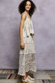 POL Floral Embroidered Tiered Crochet Skirt on Simply Obsessed
