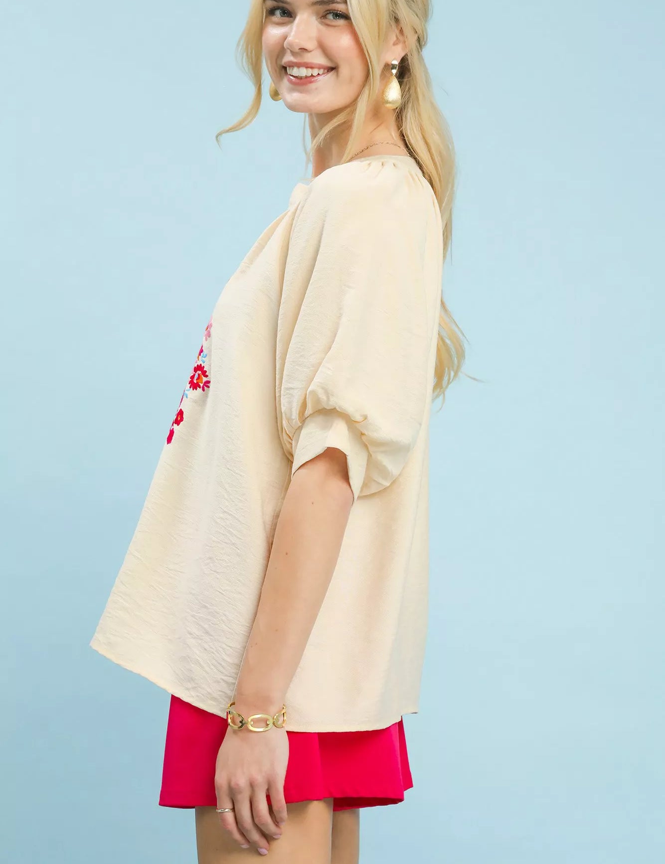 UMGEE Embroidered Puff Sleeve Blouse on Simply Obsessed