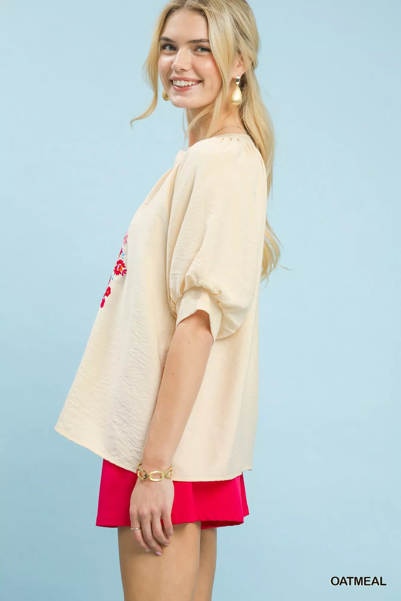UMGEE Embroidered Puff Sleeve Blouse on Simply Obsessed