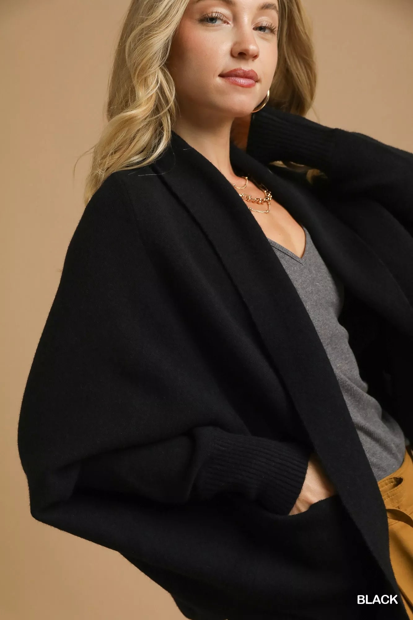 Umgee Open Front Cardigan with Front Pockets on Simply Obsessed