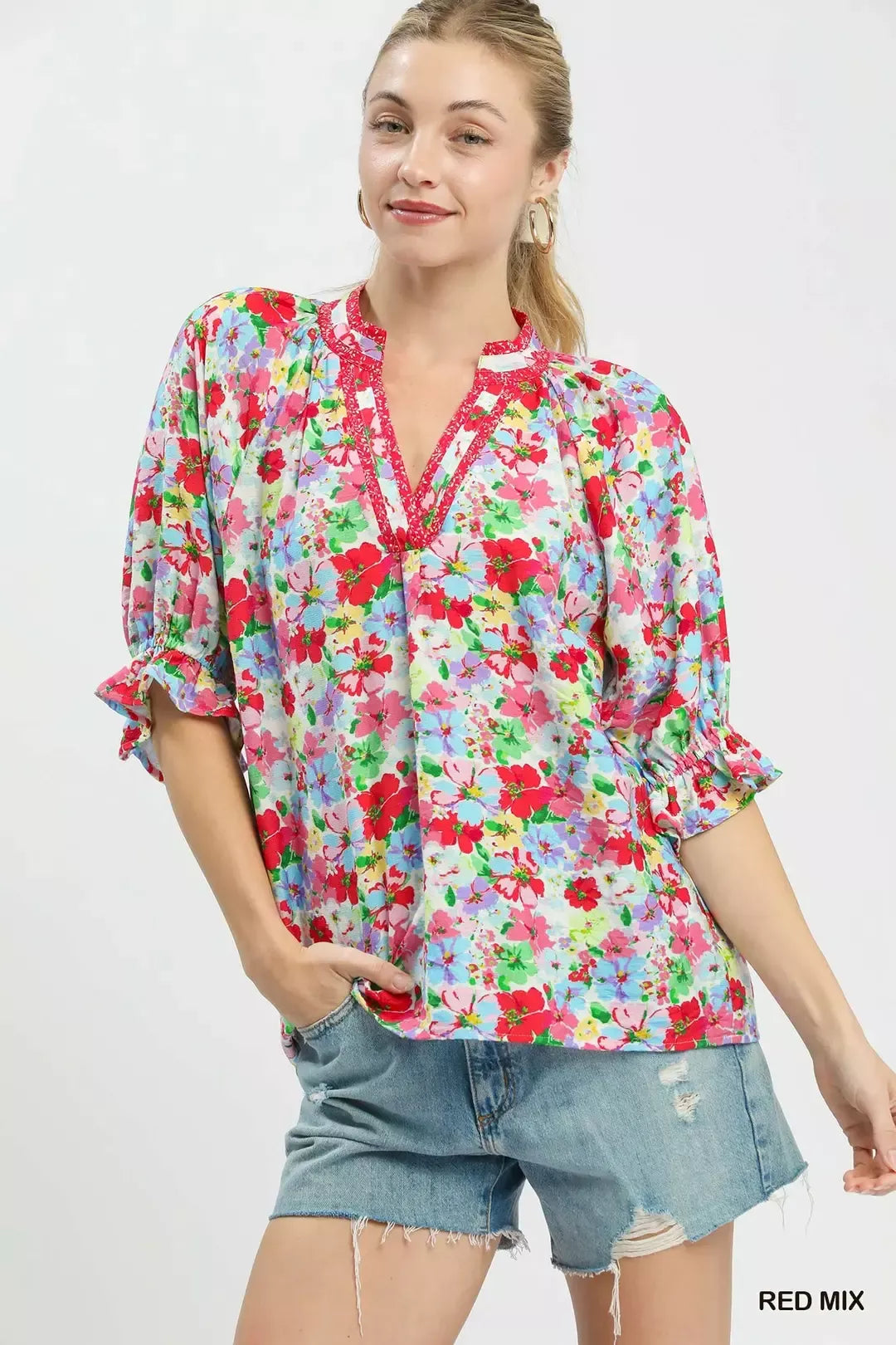 UMGEE Mix Floral Print Ruffle Top. **DEBUT SALE** on Simply Obsessed